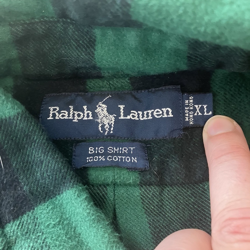Vintage Polo Ralph Lauren Big Shirt Mens XL Buffalo Check Flannel Utility Gorp - Picture 2 of 8
